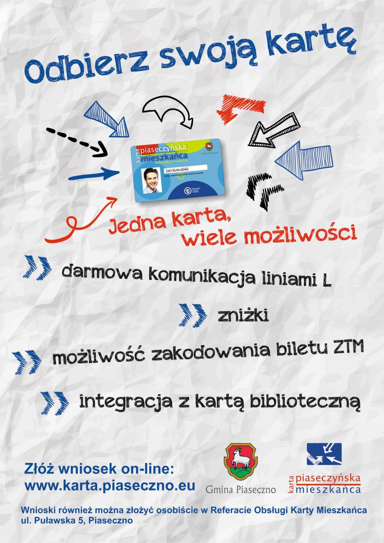 Plakat promujący Piaseczyńską Kartę Mieszkańca
