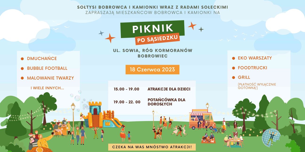 Zaproszenie na piknik mieszkańców sołectw Bobrowiec i Kamionka