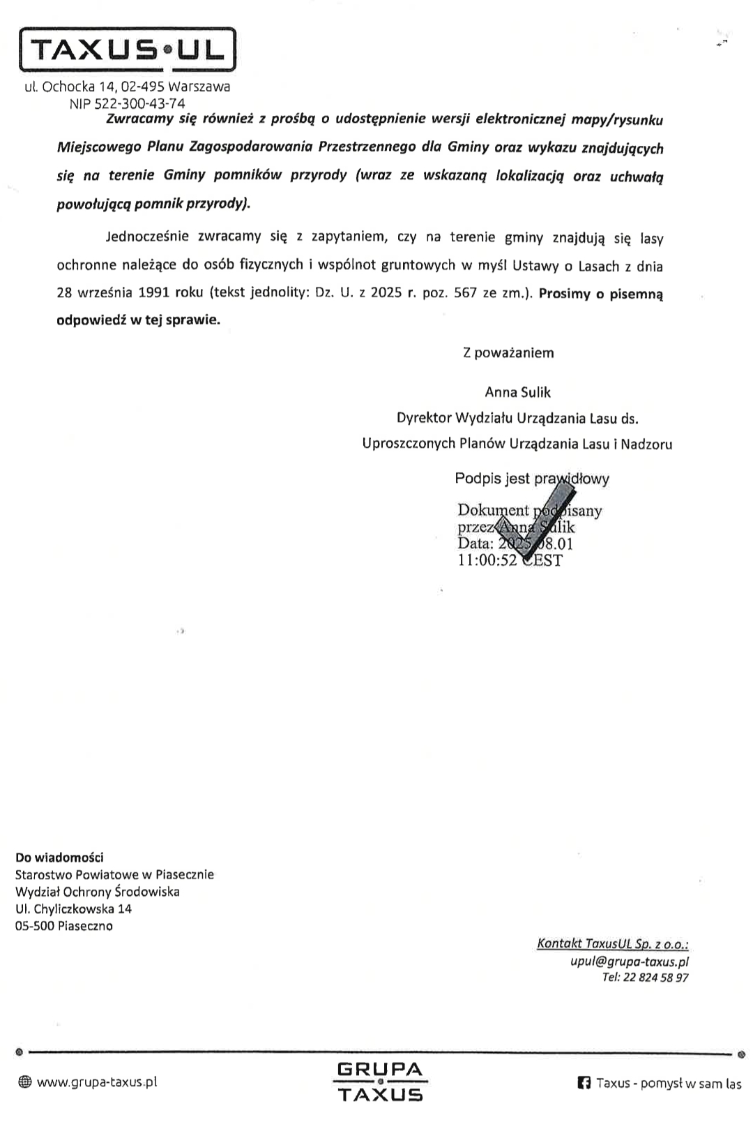 Załącznik strona 2 do Informacji z Gminy Piaseczno