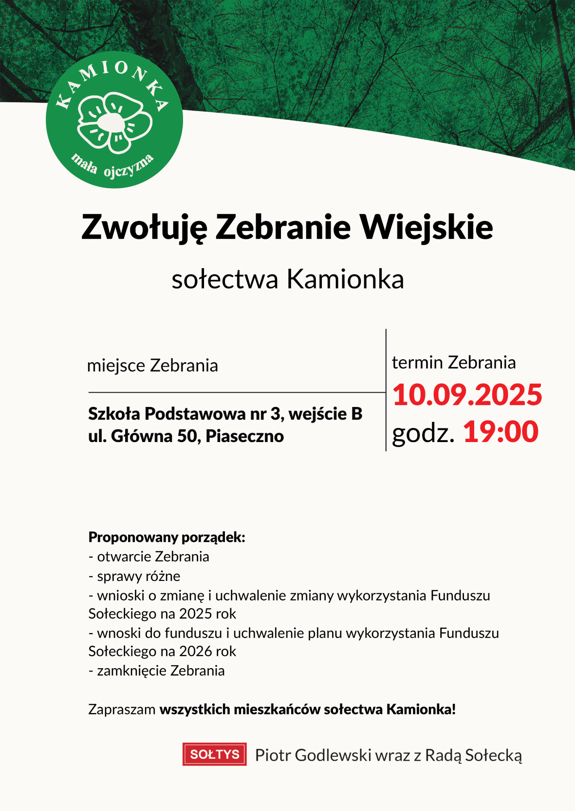 Zwołuję zebranie wiejskie