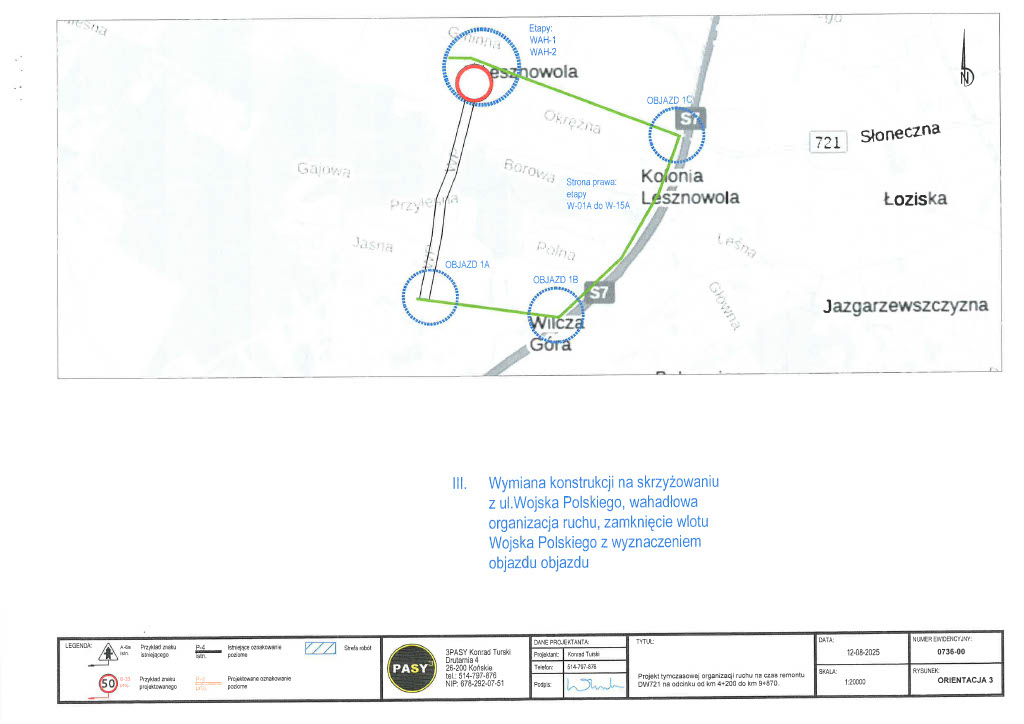 Mapa sytuacyjna zamkniętego skrzyżowania